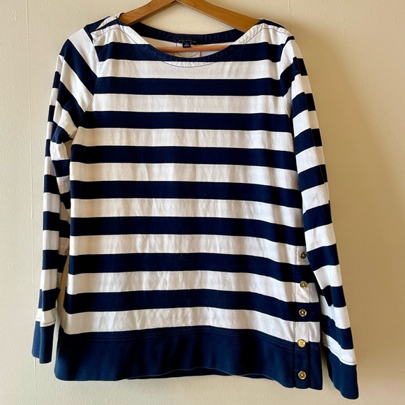 Tommy Hilfiger Sweaters - Tommy Hilfiger nautical Sweater- Navy White striped-Side L